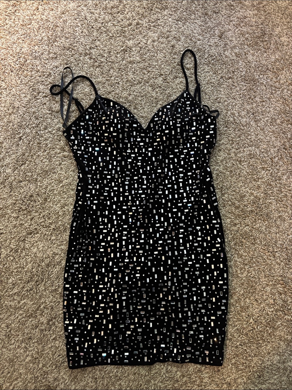 jcpenney Black Sequin Spaghetti-Strap Mini Dress